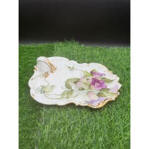 Antique Floral Candy Dish with Gold Accents –Venice T&V Limoges France